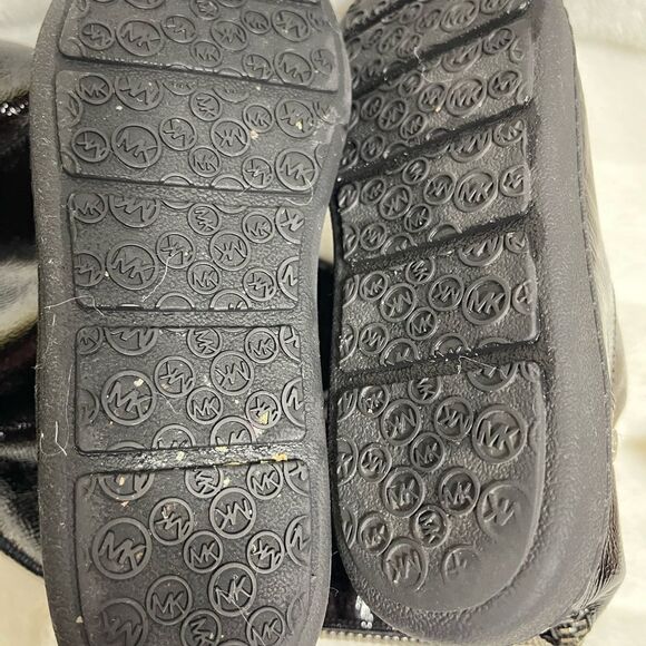 Michael Kors patent leather black knee high boots back zipper logo accent SZ7.5 - Picture 5 of 12